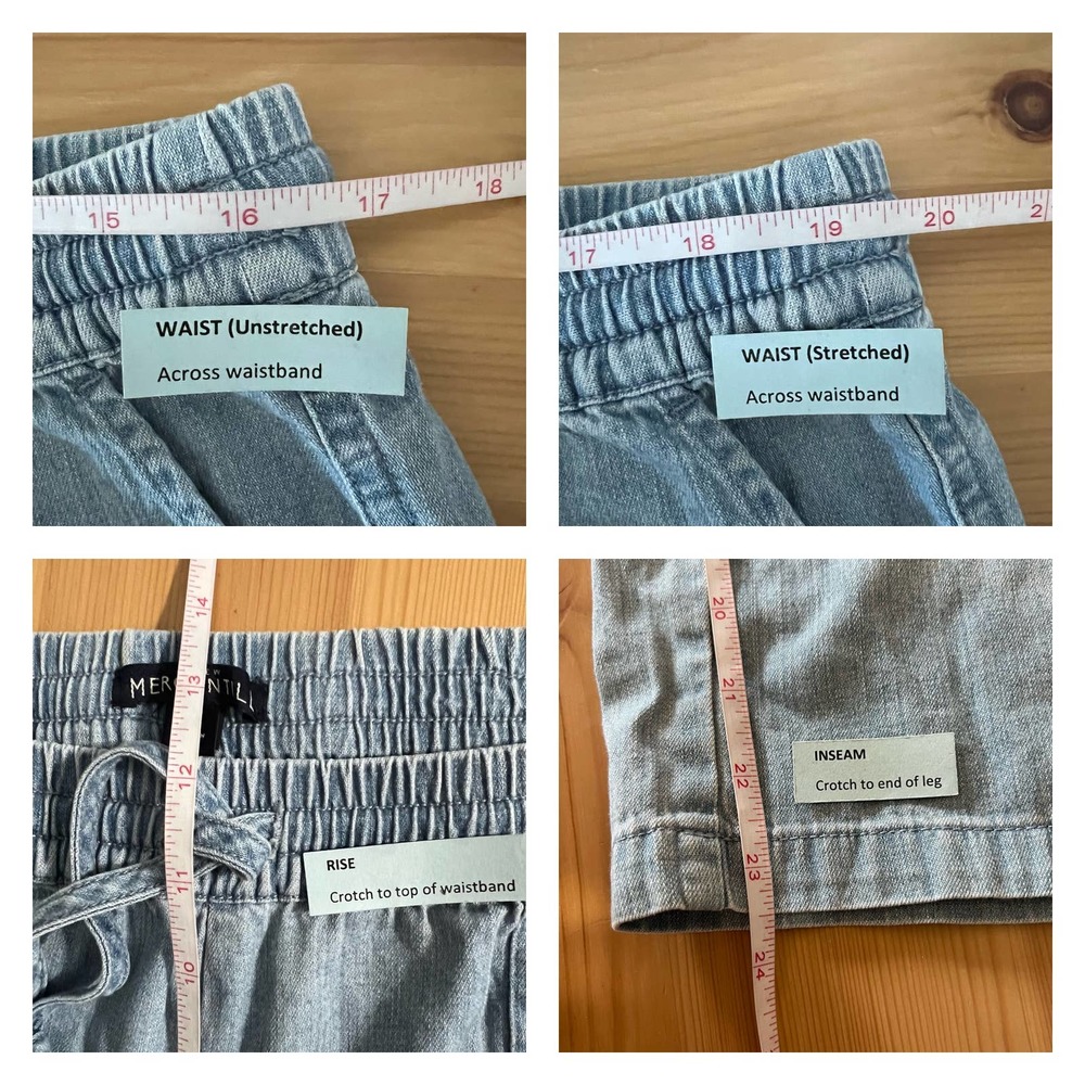 J. Crew Mercantile Chambray Pants Size M Drawstring Pockets Wide Leg Cropped - Picture 5 of 8